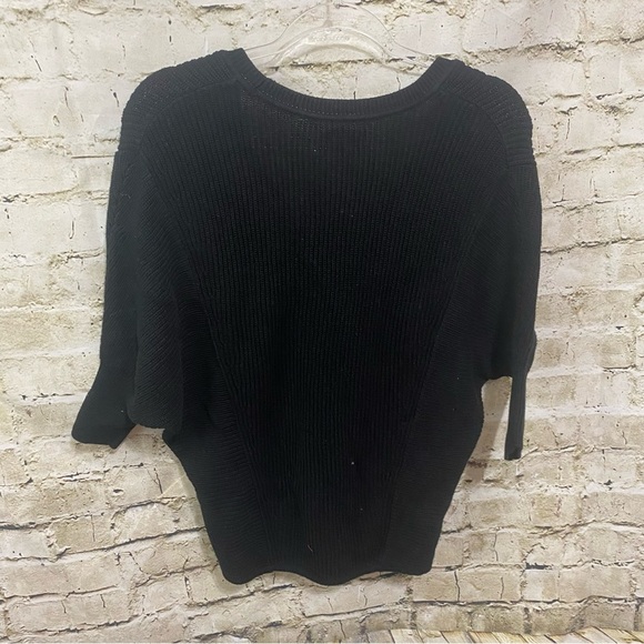 Express Black Knit Cotton Scoop Neck 3/4 Dolman Sleeve Sweater - Picture 4 of 6